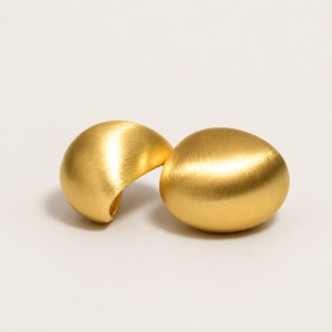 Brinco dourado moderno meia argola